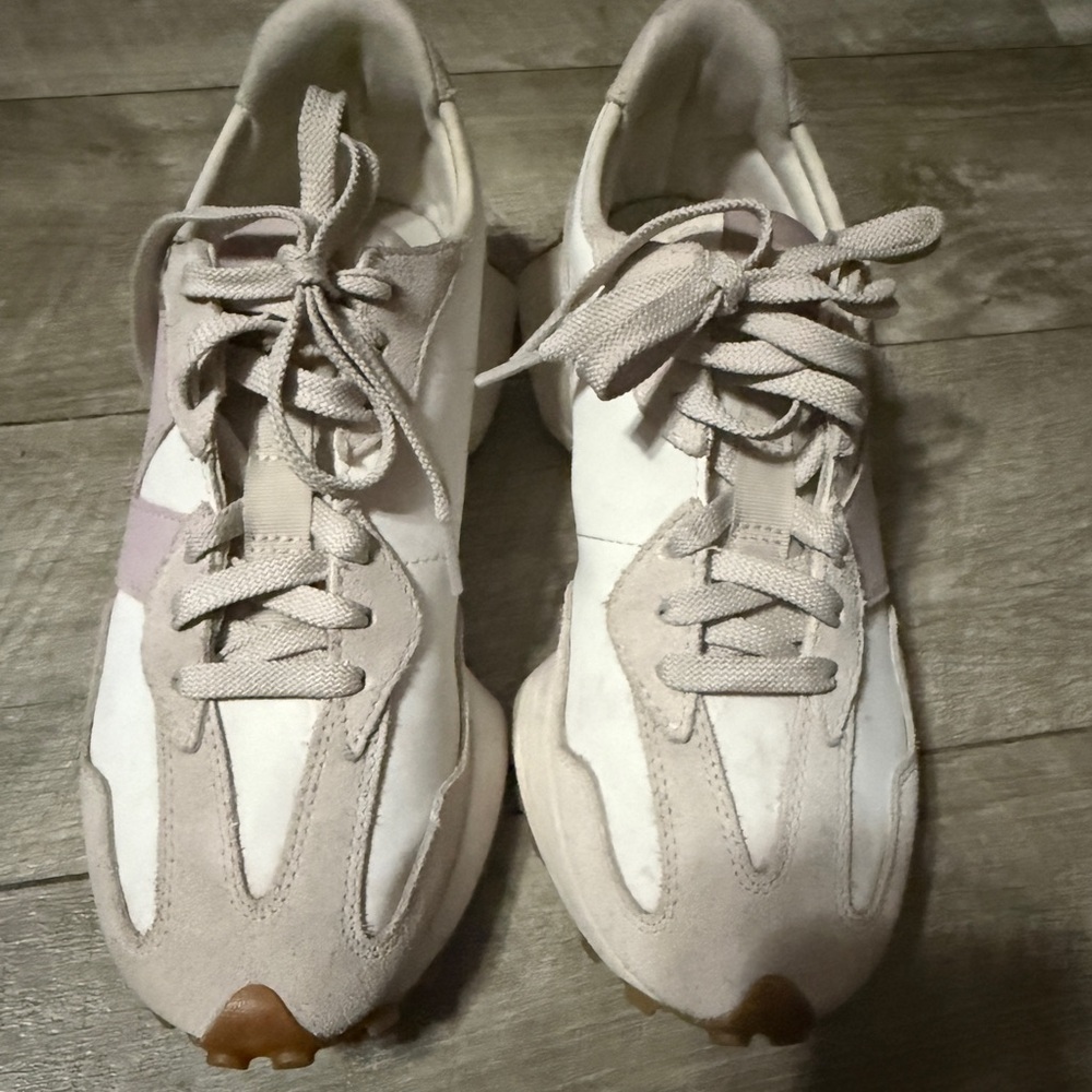New Balance Women's White and Tan Sneakers